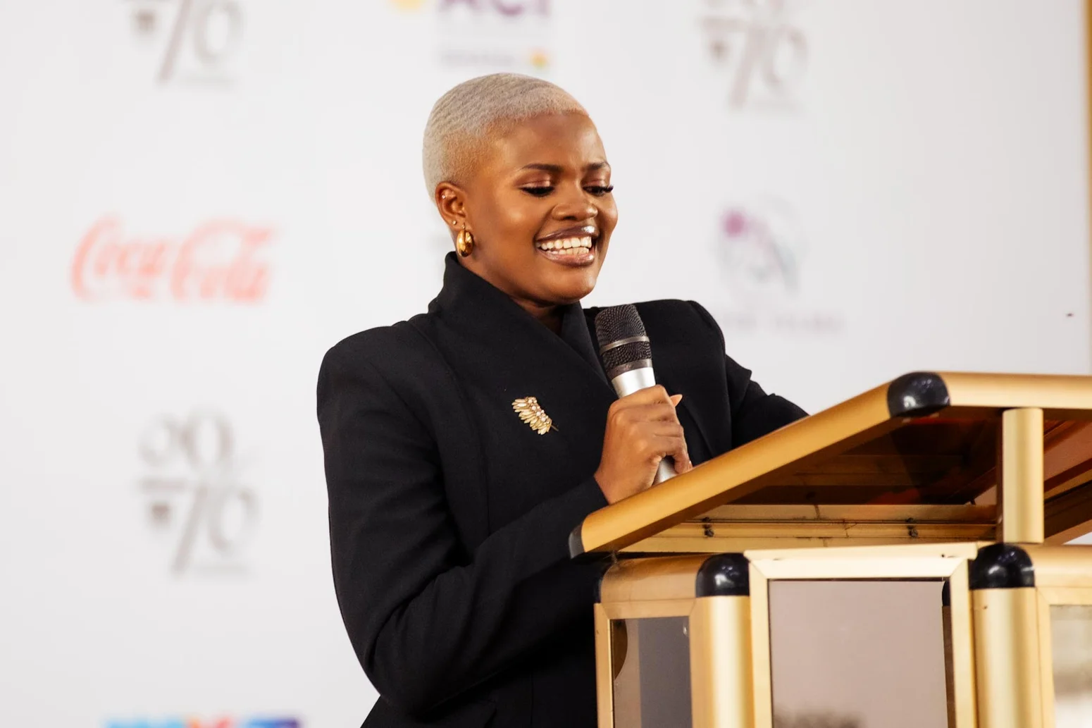 Kweyakie delivering her Achimota School keynote in August 2026